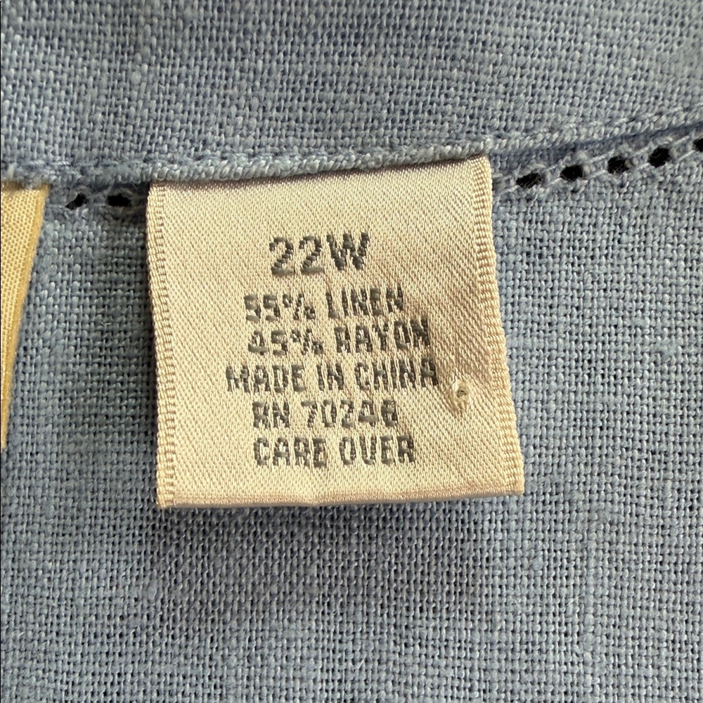 NWT LINEN BLEND Studio Works Blue Button Shirt 22W Coastal Grandmother Breezy - Picture 11 of 15